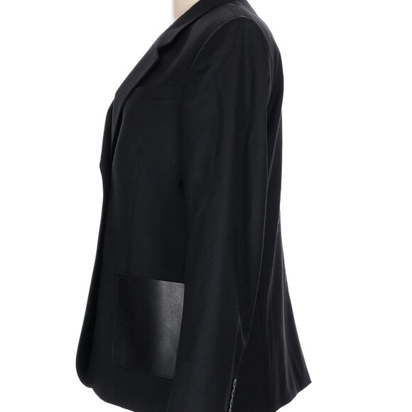 NWT The Kooples Black Two-Button Leather-Pocket Versatile Blazer Size 40 - Picture 4 of 11